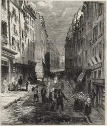 Werken rue de la Montagne Sainte-Genevieve in het 5e arrondissement van Parijs in 1858