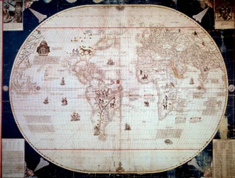 Wereldkaart van de navigator Sebastiano Caboto