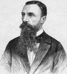 Portret van Auguste Pavie. Franse ontdekkingsreiziger en diplomaat (1847 tot 1925). gravure van 1893