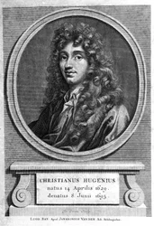 Portret van Christiaan Huygens. Nederlandse natuurkundige en wiskundige (1629-1695). Gravure uit de 19e eeuw