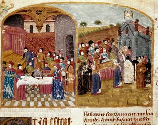 De begrafenis van Alexander de Grote, de dissectie en de begrafenis miniatuur uit 