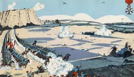 de heldhaftige verdediging van Luik.augustus 1914. Illustratie uit "" La Grande Guerre "", boek uitgegeven in 1914 door Tolmer et Cie.