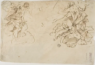 Twee figuren in wolken