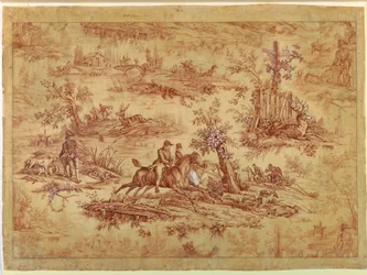 Tekening, Cartoon voor katoenbedrukt textiel, La Route de Jouy, na 1815