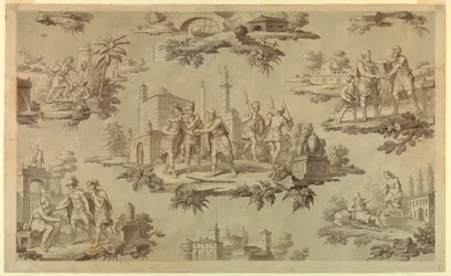 Tekening, Cartoon voor katoendruk: Het leven van Belisaire [La Vie de Bélisaire], ca. 1820