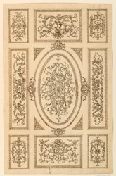Tekening, plafondontwerp, ca. 1750