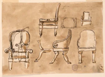 Tekening, stoelen, 1780-90
