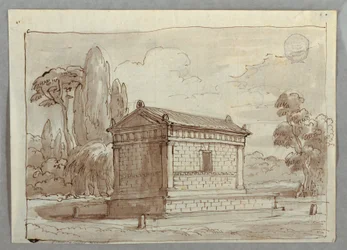 Tekening, Klassieke tempel in een landschap, ca. 1805