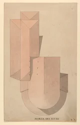 Tekening, Wedstrijdontwerp voor La Fenice, Venetië: Dakplan, 1788