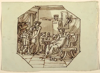 Tekening, Cornelia, Moeder van de Gracchi, Palazzo Cavina, Faenza, 1816