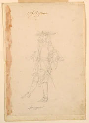 Tekening, Kostuumontwerp: Een Fransman voor een Ballet, ca. 1790