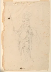 Tekening, Kostuumontwerp: Afrika voor een ballet, ca. 1720