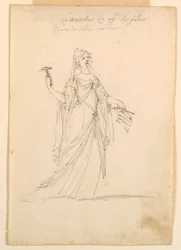 Tekening, Kostuumontwerp: Muziek voor een ballet, ca. 1720