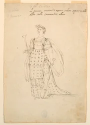 Tekening, Kostuumontwerp: Poëzie voor een ballet, ca. 1720