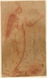 Tekening, Cupido van Amor in discussie met Zeus, naar Rafaël, 1550-1600