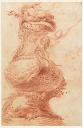 Tekening, decoratieve vaas, 1725-50