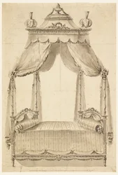 Tekening, Ontwerp voor een bed, ca. 1785