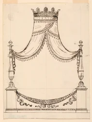 Tekening, Ontwerp voor een bed, ca. 1800