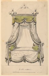 Tekening, Ontwerp voor een bed in Romeinse stijl, 1780