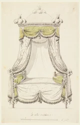Tekening, Ontwerp voor een bed in Romeinse stijl, 1780
