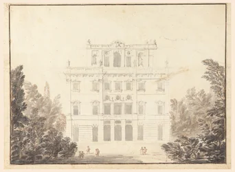 Tekening, ontwerp voor een casino in een park, 1728-84