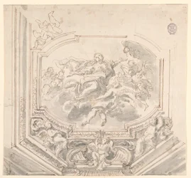 Tekening, ontwerp voor een plafond, 18e eeuw