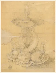 Tekening, ontwerp voor een middenstuk, 1630-60