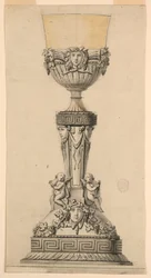 Tekening, ontwerp voor een kelk, 1800-1830