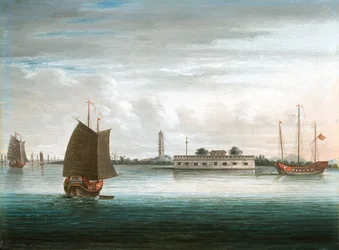 Een fort aan de Canton-rivier, 1e Chinees-Oorlog, circa 1840