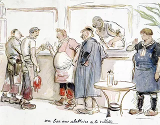 Een bar bij de slachthuizen van de Villette in Parijs