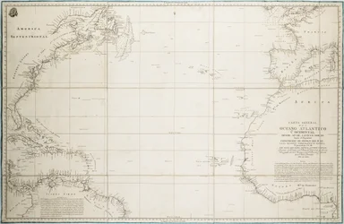 Algemene kaart van de Atlantische Oceaan ten noorden van de evenaar
