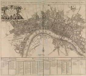 Een plan van de stad Londen, Westminster, borough of Southwark & de rivier de Theems
