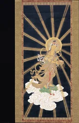 Amitabha (Amida) Triade die uit de Hemel Neerdaalt