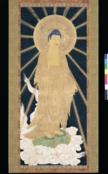 Amitabha (Amida) Triade die uit de Hemel Neerdaalt