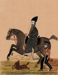 Een Afghaanse Sirdar [officier] en een Britse soldaat, ca. 1841