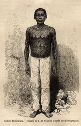Een Indiase Mondurucu (of Mundurucu), stam van de staat Para, in de regio van de rivier Tapajos