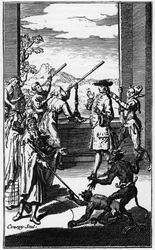 Astrologen kijken naar de hemel - Gravure in 