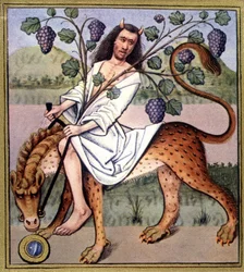 Bacchus (Bacco) - repro. uit 15e-eeuwse verluchting