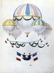Ballonflotilla door Eugène Godard (1827 - 1890).