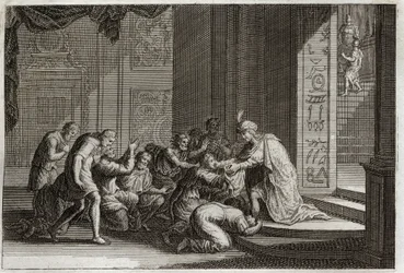 Bijbel van Royaumont, Oude Testament: Jozef wordt herkend door zijn broers. Illustratie uit 1811.
