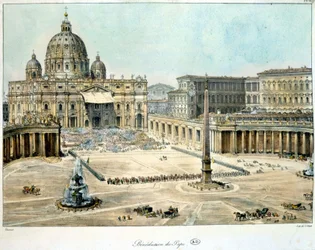 Zegen van de Paus vanuit St. Pieter van Rome, ca. 1820