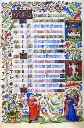 Getijdenboek uit de 15e eeuw. De maand januari. Milaan, Biblioteca Trivulziana.