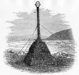 Cairn en brievenbus op de noordpool - Georges S. Nares, Un voyage à la mer polar, Parijs: Hachette