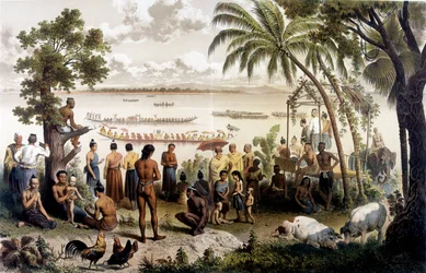 Kano race in Bassac, Laos. Atlas van de ontdekkingsreis naar Indochina tijdens de jaren 1866 - 1868, uitgegeven door F. Garnier