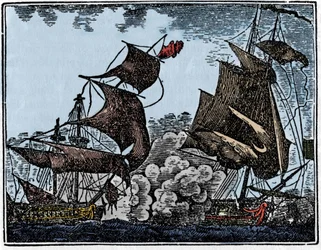 Kapitein Thy viel een Indiase galei aan (botsing)