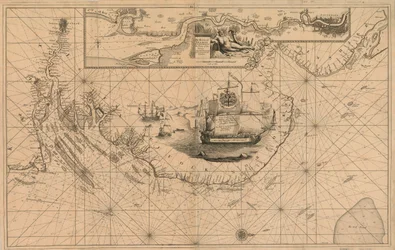 Kaart van de rivier de Theems van Londen naar de Boei van de Noure