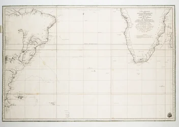 Kaart van de Atlantische Oceaan ten zuiden van de evenaar