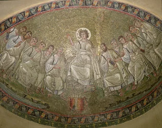 Christus de Wetgever, Tronend met de Apostelen, San Lorenzo Maggiore, Milaan (mozaïek)