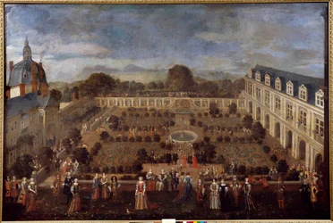 Feest in het hertogelijk paleis in 1673 voor het verblijf van koning Lodewijk XIV en zijn hof. Anoniem schilderij