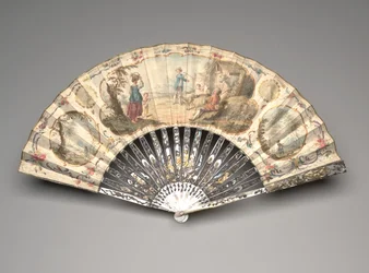 Vouwwaaier met een pastorale scène, ca. 1770s